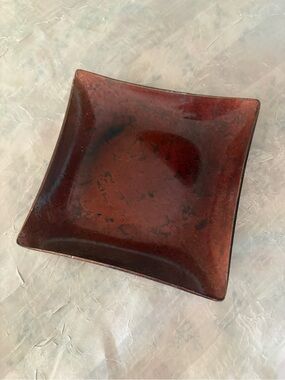 Red Crackling Candleholder Plate
